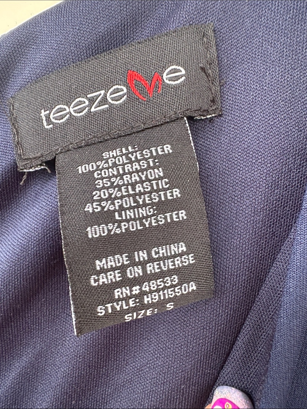 Teeze Me Navy Top with Red Accent Logo - Picture 3 of 4